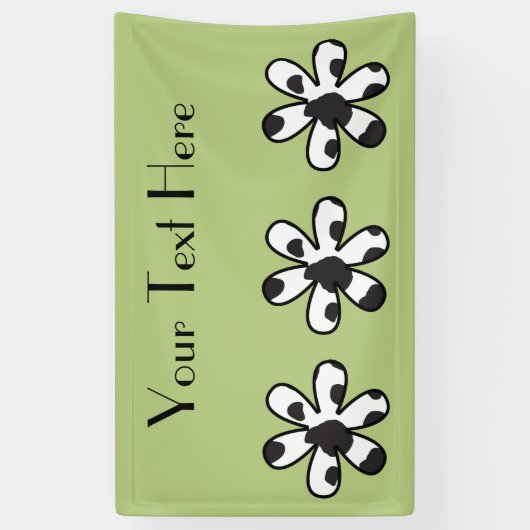 Kuhdruck, Kuhstrümpfe, Schwarz und Weiß, Blume Banner (Vertikal)