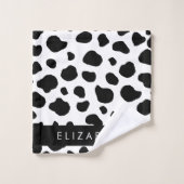 Kuhdruck, Kuhstrümpfe, Schwarz und Weiß, Ihr Name Badhandtuch Set (Waschlappen)