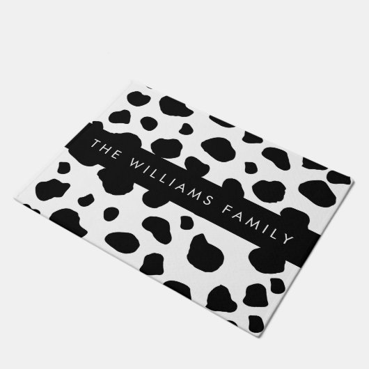 Kuhdruck, Kuhstrümpfe, Schwarz und Weiß, Ihr Name Fußmatte (Schrägansicht)