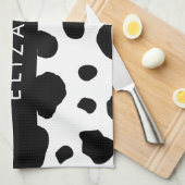 Kuhdruck, Kuhstrümpfe, Schwarz und Weiß, Ihr Name Geschirrtuch (Viertel Falte)