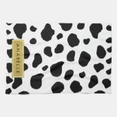 Kuhdruck, Kuhstrümpfe, Schwarz und Weiß, Ihr Name Geschirrtuch (Horizontal)