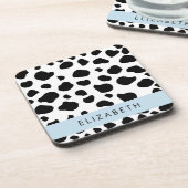 Kuhdruck, Kuhstrümpfe, Schwarz und Weiß, Ihr Name Getränkeuntersetzer (Linke Seite)