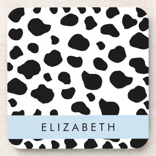 Kuhdruck, Kuhstrümpfe, Schwarz und Weiß, Ihr Name Getränkeuntersetzer (Vorderseite)