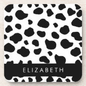 Kuhdruck, Kuhstrümpfe, Schwarz und Weiß, Ihr Name Getränkeuntersetzer (Vorderseite)