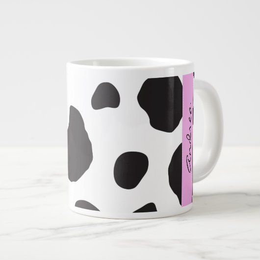 Kuhdruck, Kuhstrümpfe, Schwarz und Weiß, Ihr Name Jumbo-Tasse (Vorderseite Rechts)