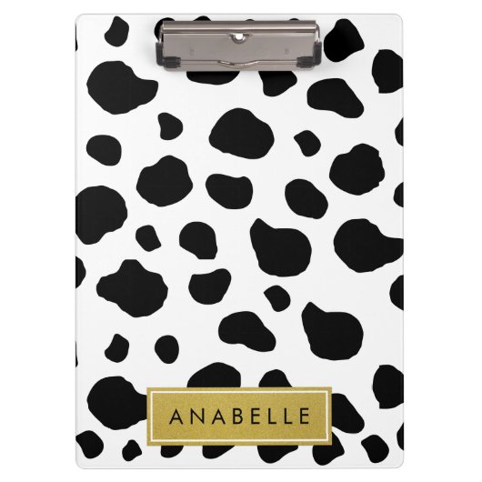 Kuhdruck, Kuhstrümpfe, Schwarz und Weiß, Ihr Name Klemmbrett (Vorderseite)