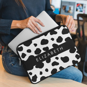 Kuhdruck, Kuhstrümpfe, Schwarz und Weiß, Ihr Name Laptopschutzhülle
