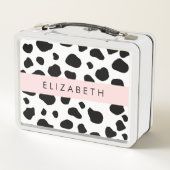 Kuhdruck, Kuhstrümpfe, Schwarz und Weiß, Ihr Name Metall Brotdose (Rückseite)