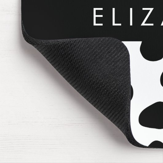 Kuhdruck, Kuhstrümpfe, Schwarz und Weiß, Ihr Name Mousepad (Ecke)