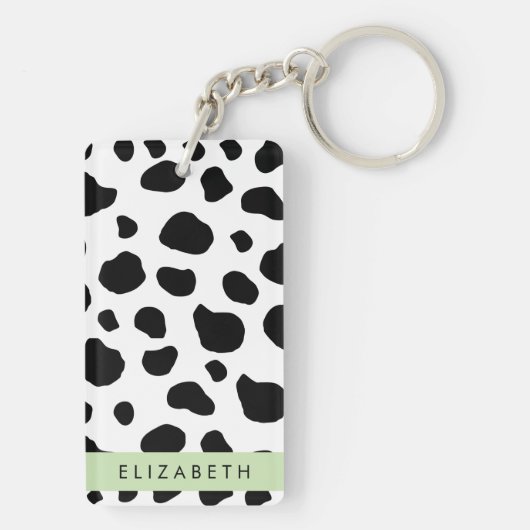 Kuhdruck, Kuhstrümpfe, Schwarz und Weiß, Ihr Name Schlüsselanhänger (Rückseite)