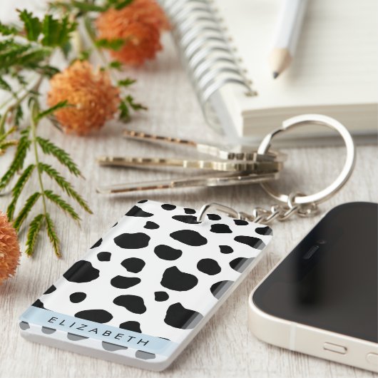Kuhdruck, Kuhstrümpfe, Schwarz und Weiß, Ihr Name Schlüsselanhänger (Vorderseite rechts)