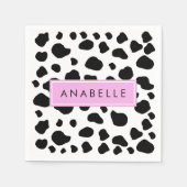 Kuhdruck, Kuhstrümpfe, Schwarz und Weiß, Ihr Name Serviette (Vorderseite)