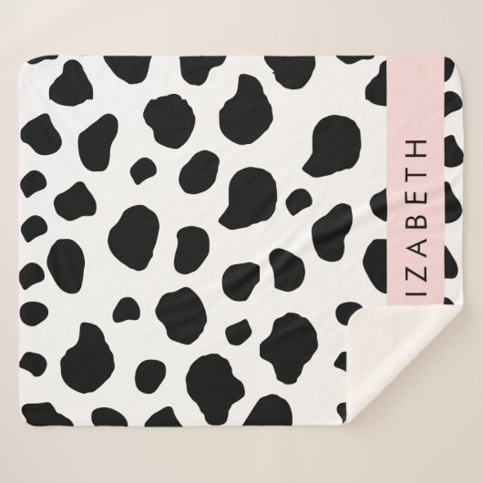 Kuhdruck, Kuhstrümpfe, Schwarz und Weiß, Ihr Name Sherpadecke (Vorderseite (Horizontal))