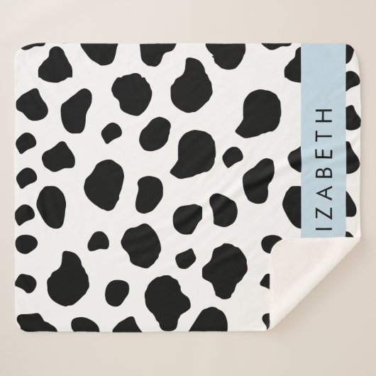 Kuhdruck, Kuhstrümpfe, Schwarz und Weiß, Ihr Name Sherpadecke (Vorderseite (Horizontal))
