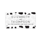 Kuhdruck, Kuhstrümpfe, schwarz-weiß, Hochzeit Adressaufkleber (Vorne)