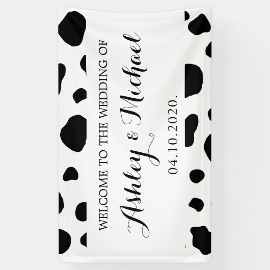 Kuhdruck, Kuhstrümpfe, schwarz-weiß, Hochzeit Banner (Vertikal)