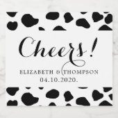 Kuhdruck, Kuhstrümpfe, schwarz-weiß, Hochzeit Schaumweinetikett (Einzelnes Label)