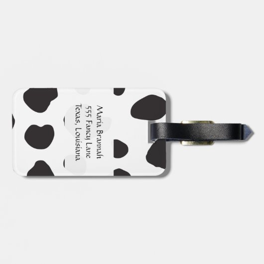 Kuhdruck, Kuhstrümpfe, schwarz-weiß, Monogramm Gepäckanhänger (Rückseite horizontal)