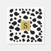 Kuhdruck, Kuhstrümpfe, schwarz-weiß, Monogramm Serviette (Vorderseite)