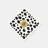 Kuhdruck, Kuhstrümpfe, schwarz-weiß, Monogramm Serviette (Ecke)