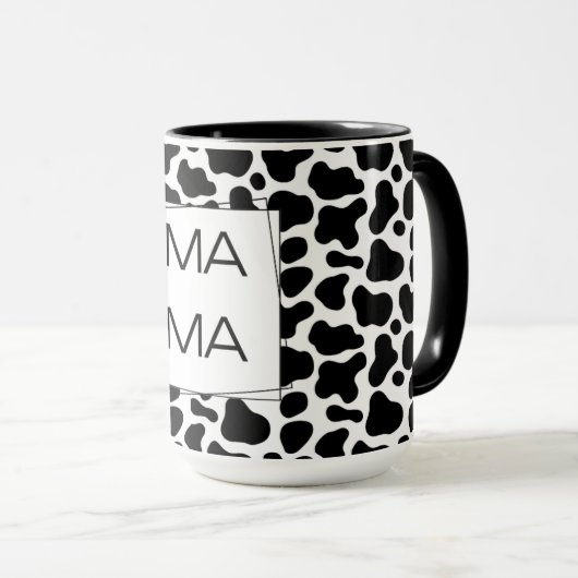Kuhdruck-MAMA-Kursive-Lettern Tasse (VorderseiteRechts)