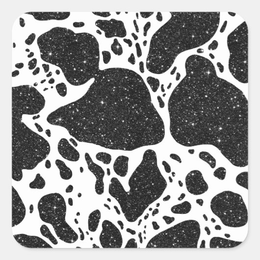 Kuhdruck mit Glitzer Quadratischer Aufkleber (Vorderseite)