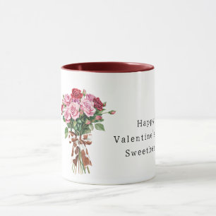Kuhdruck-Schleife Rosa Rote Rosen Valentinstag Tasse