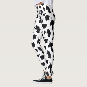 Kuhdruck Schwarz Weiß Leggings