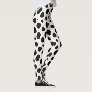 Kuhdruck Schwarz-Weiß-Trendmuster Leggings