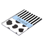 Kuhdruck, Streifen, Schwarz und Weiß, Ihr Name Notizblock (Linke Seite)