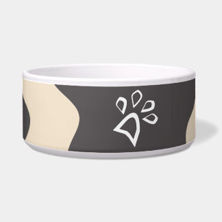 Kuhdruckmuster Beige Pfote Haustier Napf