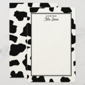 Kuhdruckmuster Schwarz und Weiß Personalisiert Briefpapier (Vorne/Hinten)