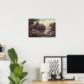 Kühe am Ufer eines Sees Poster (Heimbüro)