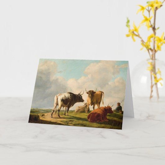 Kühe auf der Weide | Eugène Joseph Verboeckhoven Karte (Gelbe Blume)