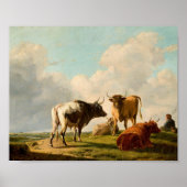 Kühe auf der Weide | Eugène Joseph Verboeckhoven Poster (Vorne)