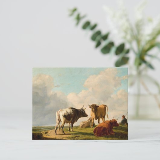 Kühe auf der Weide | Eugène Joseph Verboeckhoven Postkarte (Stehend Vorderseite)