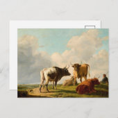 Kühe auf der Weide | Eugène Joseph Verboeckhoven Postkarte (Vorne/Hinten)
