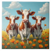 Kühe auf einem Feld Fliese (Vorderseite)