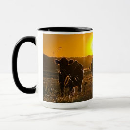 Kühe bei Sonnenuntergang Tasse