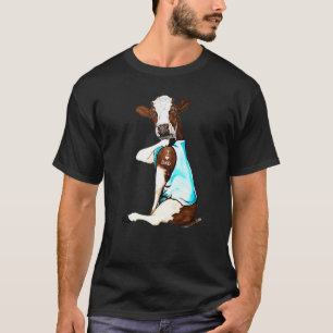 Kühe Braune Tätowierungen Ich Liebe Papa Sitzend V T-Shirt
