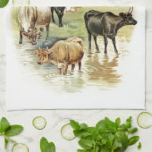 Kühe der Vintagen Art Geschirrtuch (Gefaltet)