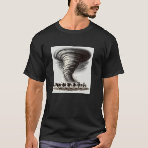 Kühe fliehen vor einem Tornado T-Shirt