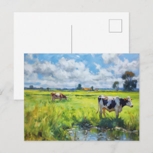 Kühe grasen an der Havel Postkarte