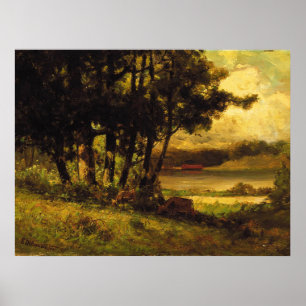 Kühe Grazing nahe Fluss - Edward Banister Poster