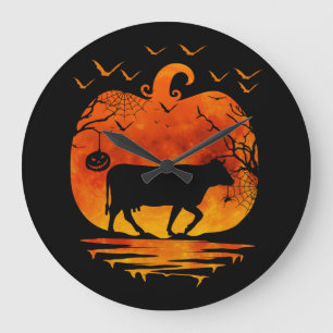 KUHE HALLOWEEN KOSTEN PUMPKIN FALLSAISON GROßE WANDUHR