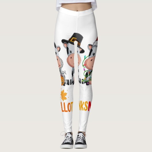 Kühe Happy Hallothanksmas Shirt, Halloween Thanksg Leggings (Vorderseite)