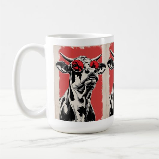 Kühe Illustration mit roter Sonnenbrille Kaffeetasse (Links)