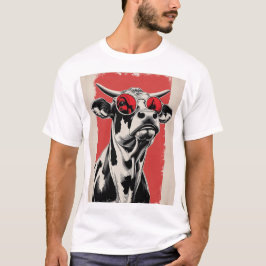 Kühe Illustration mit roter Sonnenbrille T-Shirt