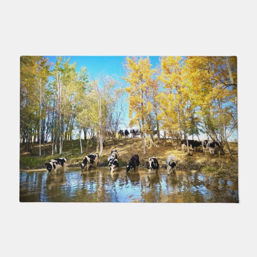 Kühe im Herbst bei der Teichmatte Fußmatte (Vorderseite)