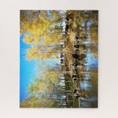 Kühe im Herbst im Teich Puzzle (Vertikal)